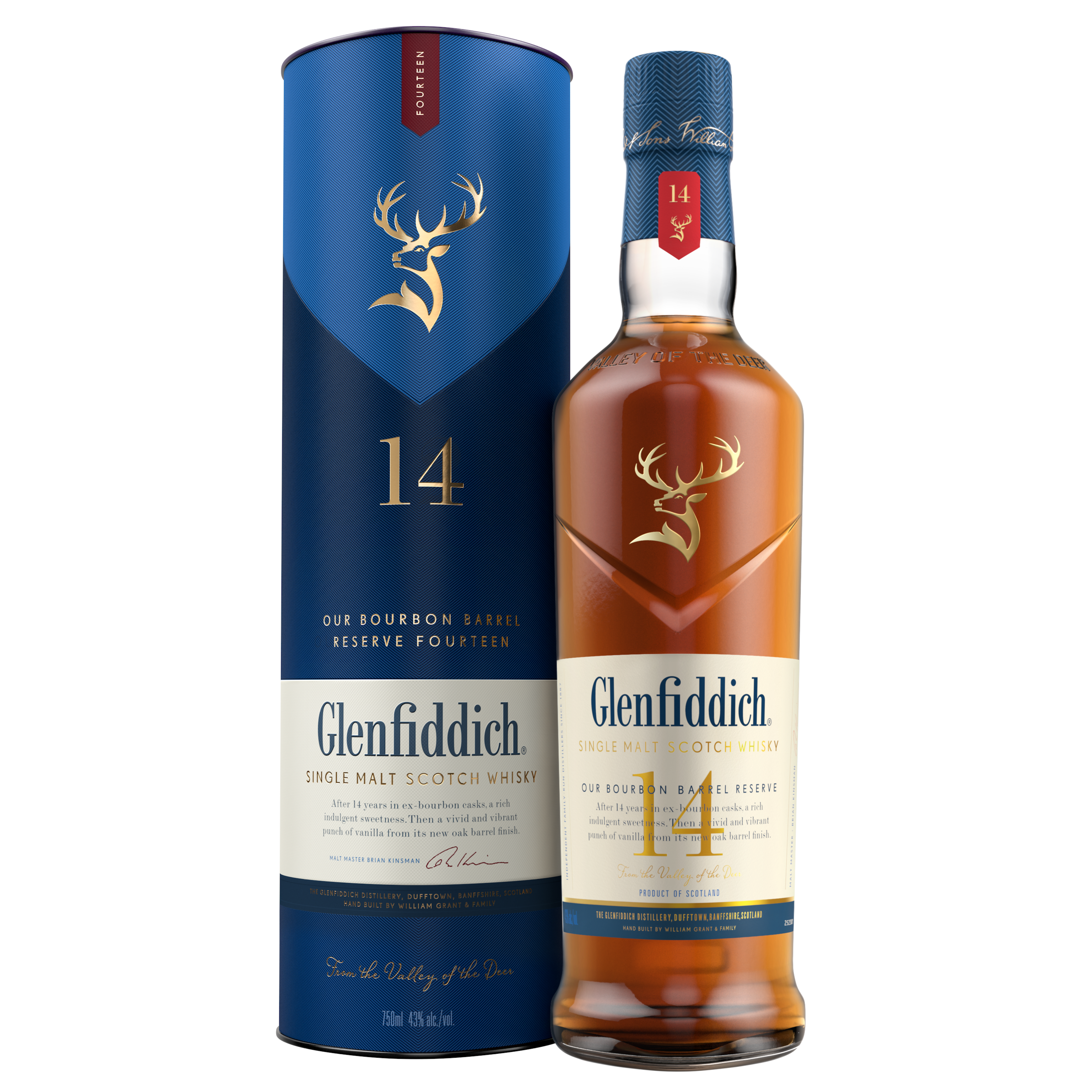 Glenfiddich 14 Year Old Bourbon Barrel Reserve Single Malt Scotch Whisky 43% 700ml