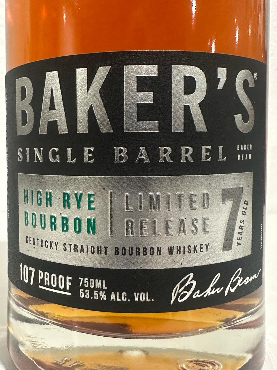 Bakers 7yo High Rye Limited Release Straight Bourbon Whiskey 53.5% ABV 750ml