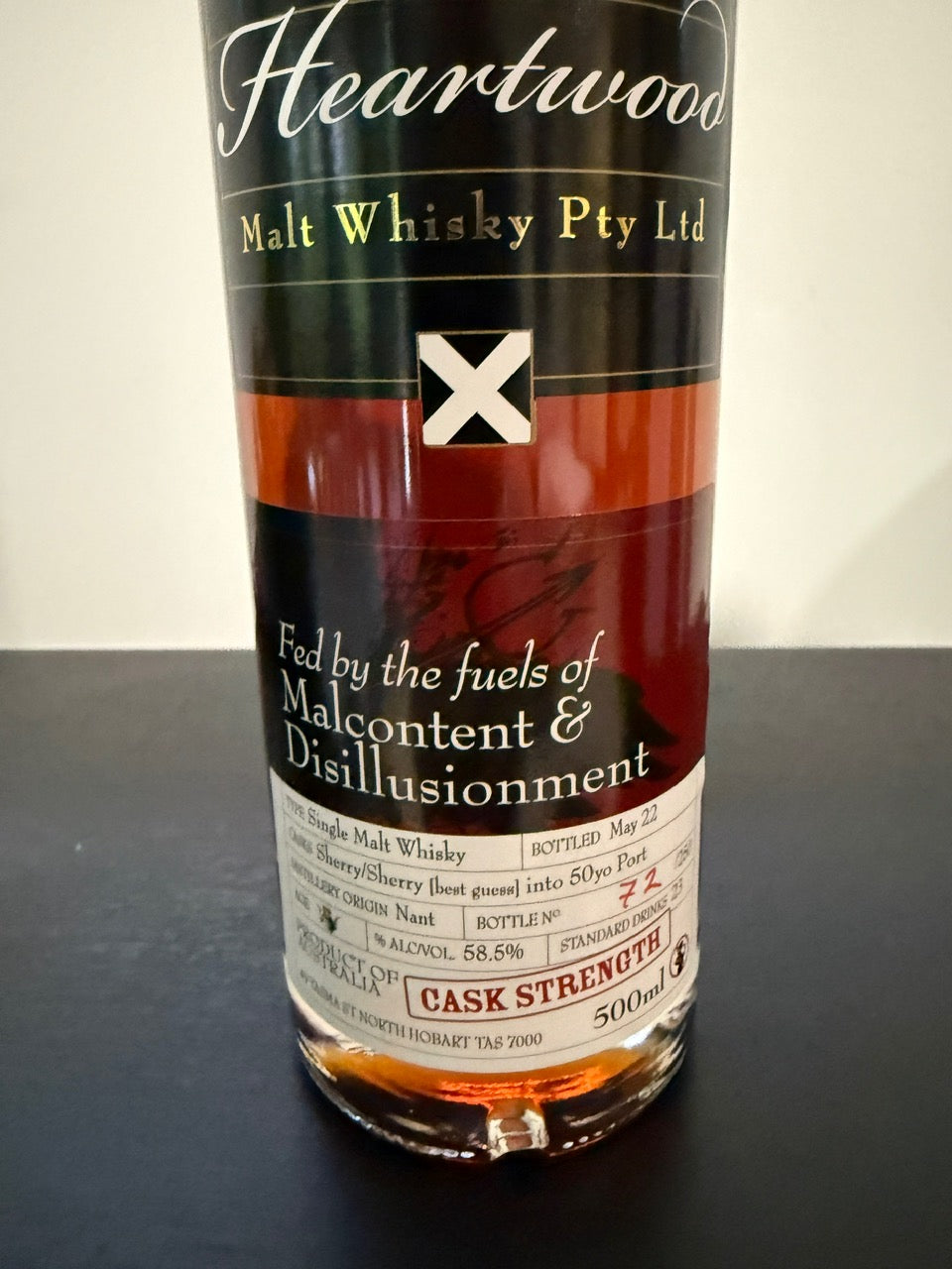 Heartwood Fed By The Fuels of Malcontent & Disillusionment Cask Strength Single Malt Whisky 58.5% ABV 500ml