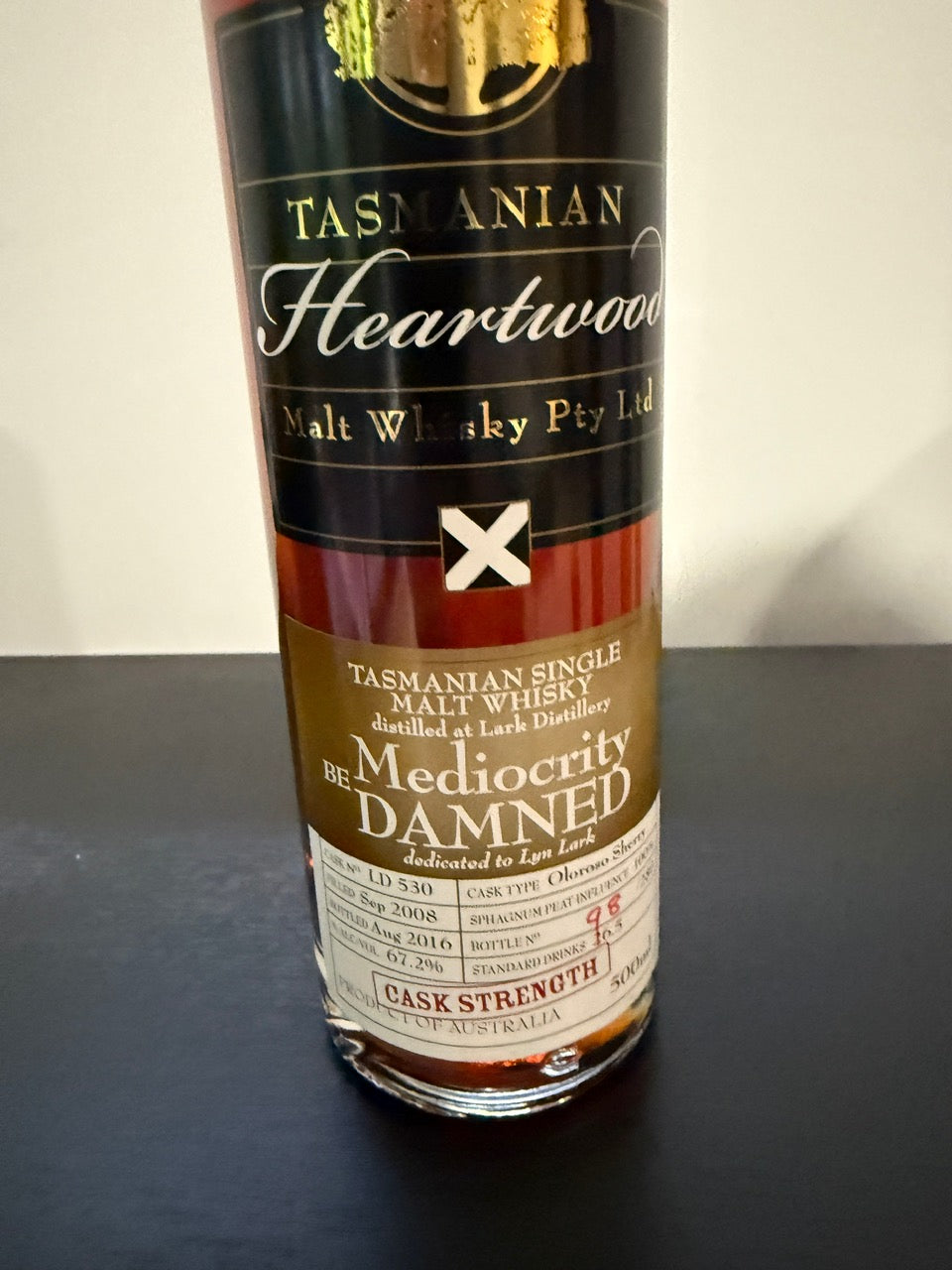 Heartwood Mediocrity Be Damned Cask Strength Single Malt Whisky 67.2% ABV 500ml