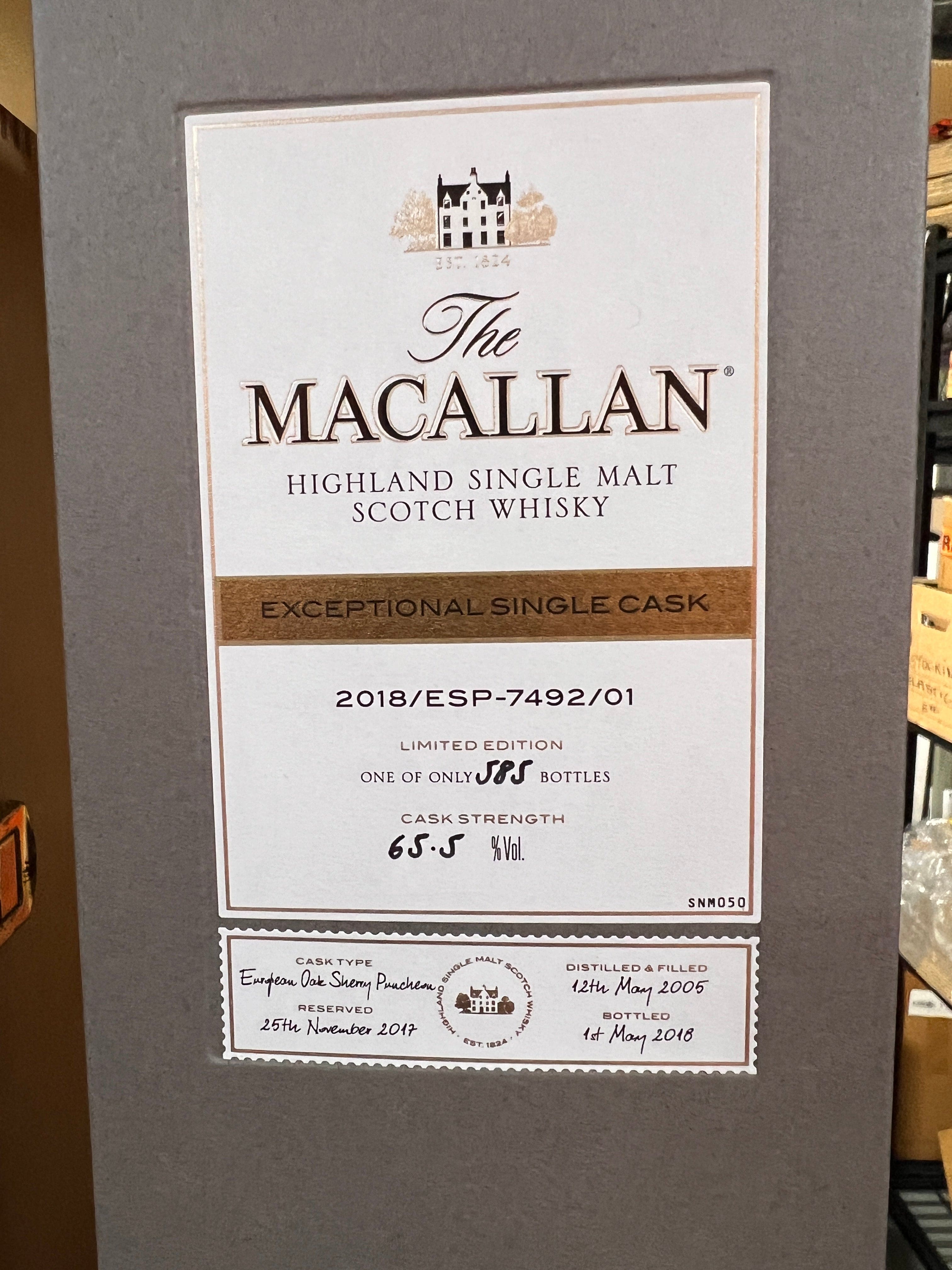 The Macallan Exceptional Single Cask 2018/ESP-7492/01 Single Malt Scotch Whisky 65.5% ABV