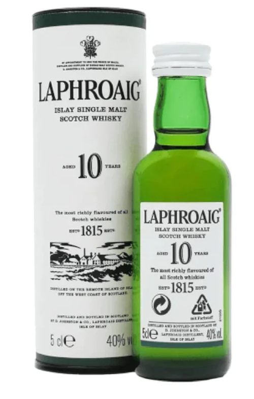 Laphroaig 10 Year Old Scotch Whisky 40% ABV 50ml Miniature