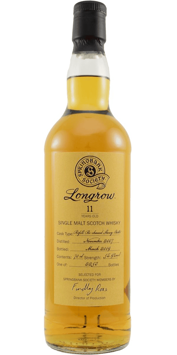 Longrow 11yo Single Malt Scotch Whisky (Springbank Society Bottling) 56.9% ABV 700ml