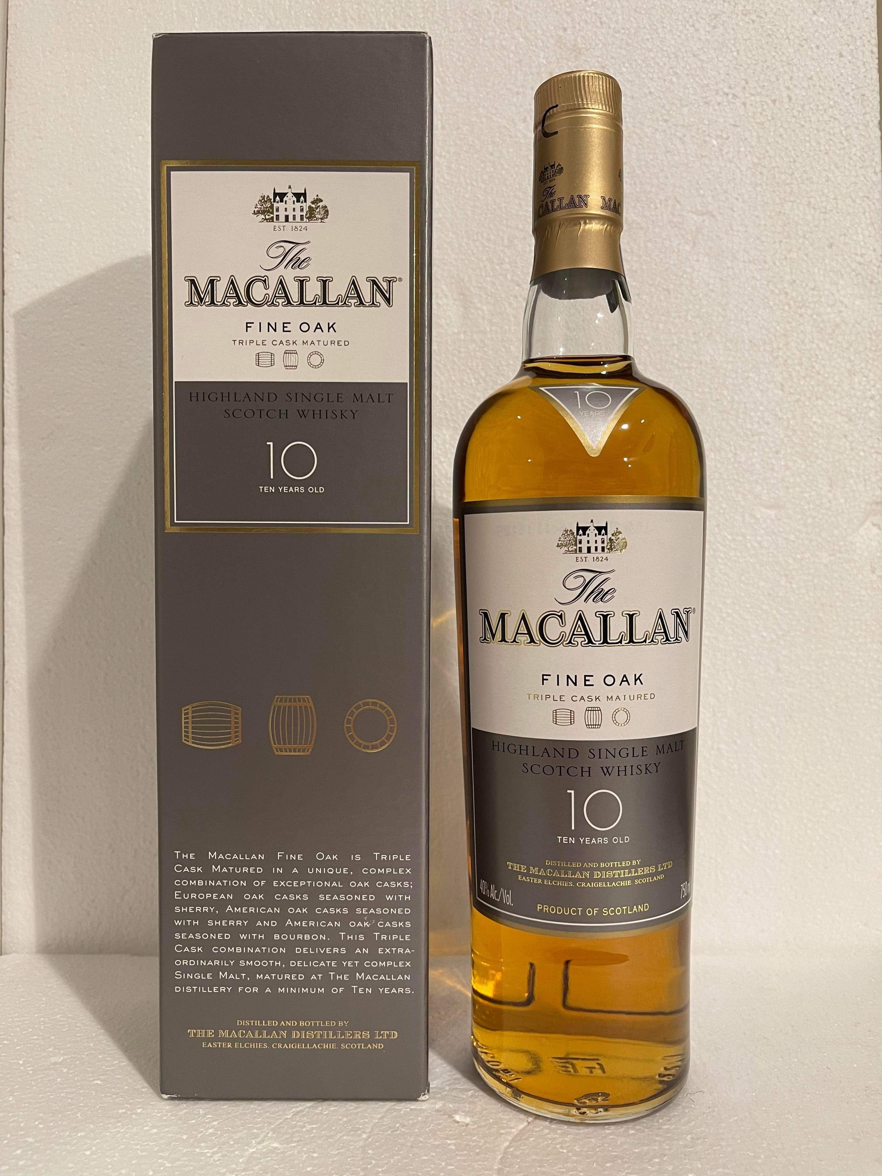 The Macallan 10yo Fine Oak Single Malt Whisky 40% ABV (750ml) - Discontinued
