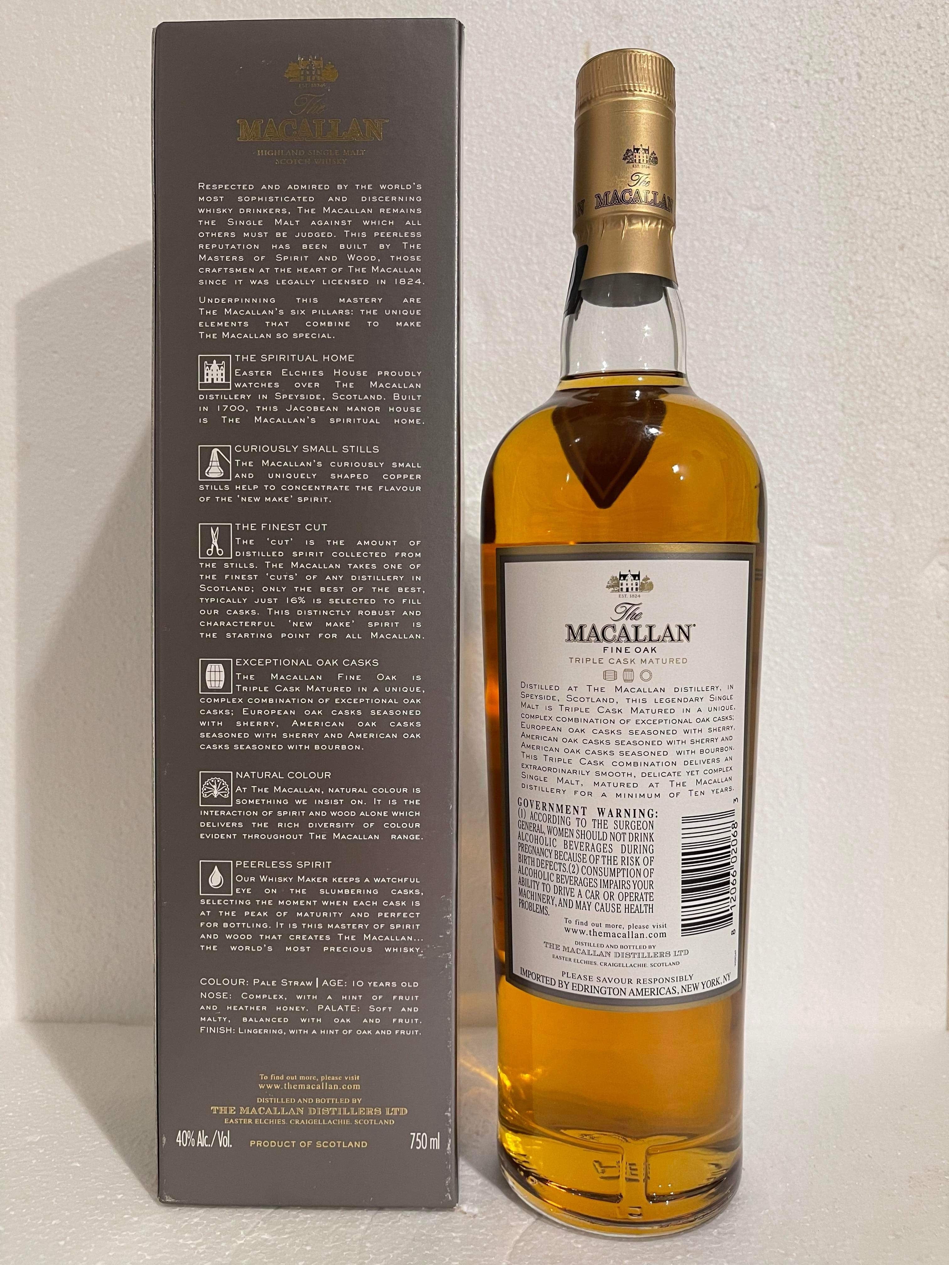 The Macallan 10yo Fine Oak Single Malt Whisky 40% ABV (750ml) - Discontinued