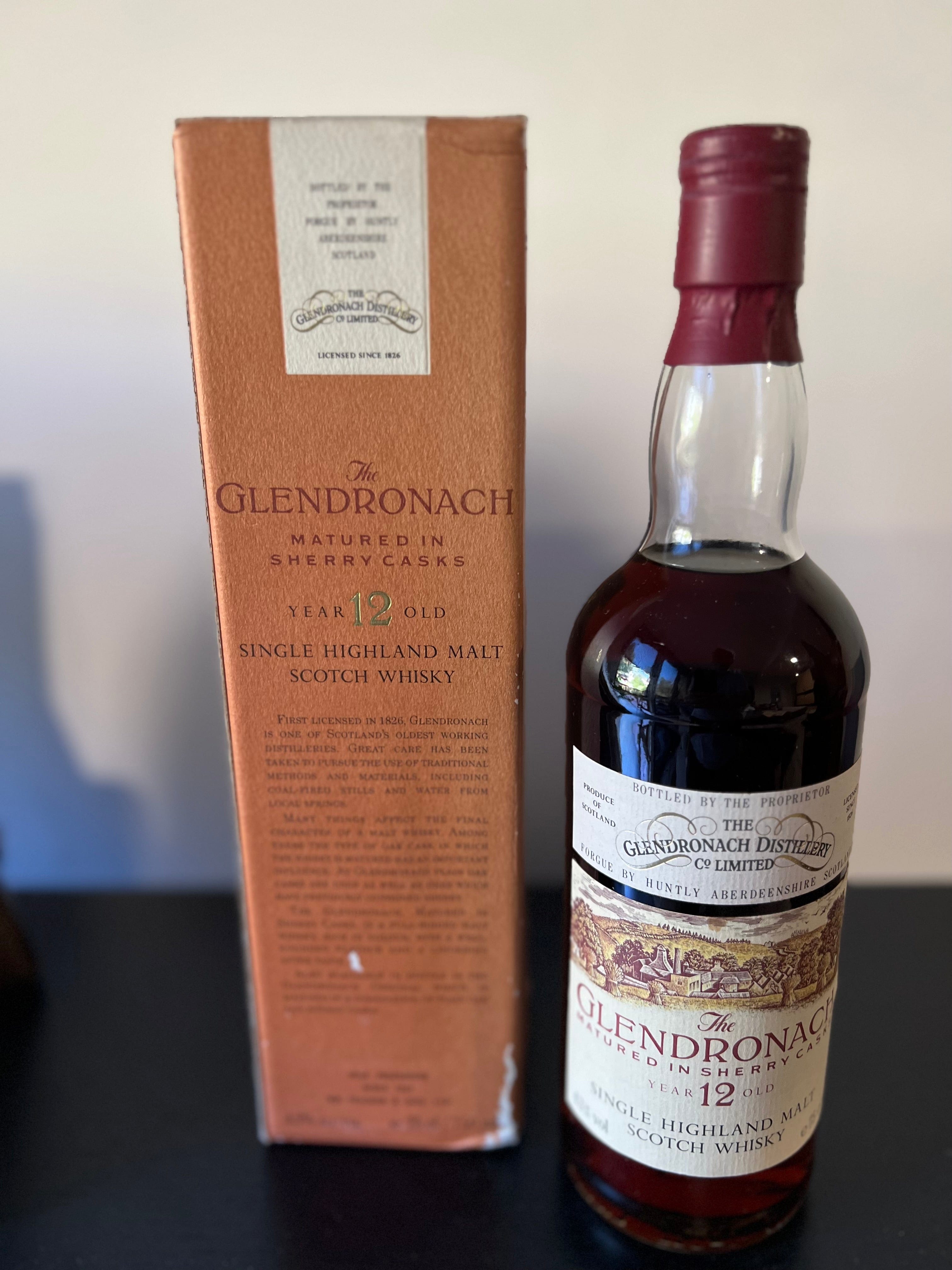 Glendronach 12 Year Old Single Malt Scotch Whisky 1980's Bottling 700mL (43% ABV)